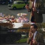 Mr bean eating cupcake