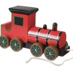 All aboard the wooden toy train