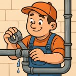 a plumber fixing pipe with tape