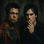 Tyler Durden Smoking with Damon Salvatore