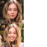 Sydney Sweeney Disinterested and Happy meme