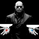 Speech bubble update: there's two now | image tagged in morpheus matrix blue pill red pill,speech bubble | made w/ Imgflip meme maker