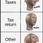 Panik Kalm Panik | Taxes; Tax return; Other taxes | image tagged in memes,panik kalm panik | made w/ Imgflip meme maker