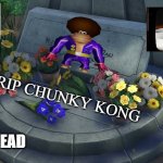 rip chunky kong | RIP CHUNKY KONG; HE IS DEAD | image tagged in the end,chunky kong,donkey kong,he's dead,video game memes,rip | made w/ Imgflip meme maker