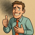 Mec qui souffre et qui fait semblant