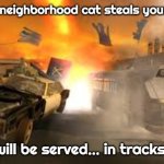 Slavic Vigilante 8 | When the neighborhood cat steals your sausage; Justice will be served... in tracksuit style | image tagged in slavic vigilante 8,slavic lives matter,slavic battle | made w/ Imgflip meme maker