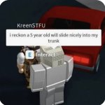 A five year old in the trunk