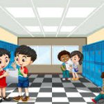 Cartoon Kids In School