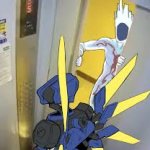 Minos busting through the door