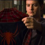 spiderman holding up suit half bottom