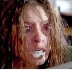 Angry woman foaming at the mouth