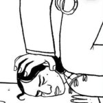 Knee on Neck (female edition) (black and white drawing)