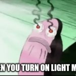 my eyes still hurt D: | WHEN YOU TURN ON LIGHT MODE | image tagged in gifs,eyes,white background | made w/ Imgflip video-to-gif maker