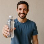 man giving a bottle of water