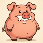 fat pig with a milk mustache