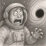 a space astronaut that is frozen in shock and makes a funny scar