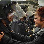 Police and girl crying