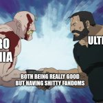 Mha and Ultrakill | ULTRAKILL; MY HERO ACADEMIA; BOTH BEING REALLY GOOD BUT HAVING SHITTY FANDOMS | image tagged in fullmetal handshake | made w/ Imgflip meme maker
