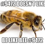 Bee | BEE #9472 DOESN’T LIKE 6 7; BE LIKE BEE #9472 | image tagged in bee,6 7,bad,bee is better | made w/ Imgflip meme maker