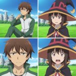 Konosuba variant of Anakin Padme meme