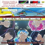 urusei yatsura girls hates halle bailey | EW WHAT IS THIS DEMONIC MONSTER ? HALLE TURD IS VERY DISGUSTING AND YUCKY | image tagged in urusei yatsura girls cringe faces,disgusting,the little mermaid,demonic,animeme,what is this | made w/ Imgflip meme maker