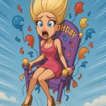 falling beauty on a birthday throne