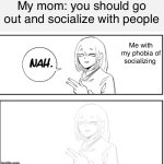 I’d prefer to listen to Miku song about veggie juice | My mom: you should go out and socialize with people; Me with my phobia of socializing | image tagged in peace out,introvert | made w/ Imgflip meme maker