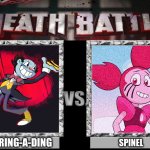 Who Would Win? | MR. RING-A-DING; SPINEL | image tagged in death battle | made w/ Imgflip meme maker