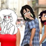 CD-Call Is Distracted With Lolo | image tagged in distracted cd-call,distracted girlfriend,cd-call,lily orchard,lolo the paragon | made w/ Imgflip meme maker