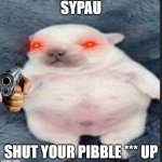 LISTEN TO PIBBLE | SYPAU; SHUT YOUR PIBBLE *** UP | image tagged in pibble,fun,shut up,stop reading the tags,why are you reading the tags | made w/ Imgflip meme maker
