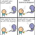 get rid of it already | I wish for brainrot to disappear! | image tagged in 3 wishes,memes,cool | made w/ Imgflip meme maker