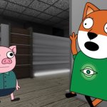 Fox Afraid of pig template