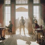 Cowboy enters saloon