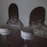 Water bottle shadows at night
