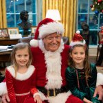 Donald Trump Santa Claus two girls