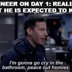 Day one and already Googling: ‘What is a datum and why is everyone yelling about it" | ENGINEER ON DAY 1: REALIZING WHAT HE IS EXPECTED TO KNOW | image tagged in gifs,engineer,engineering,manufacturing | made w/ Imgflip video-to-gif maker