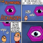 Well 'en, guess we'll never know | Who is Tyler, the Creator's father, and is he dead? How old is he? What's his blood type? Did he meet Tyler? ... | image tagged in all knowing hexagon original | made w/ Imgflip meme maker