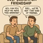 Two friends sitting on a couch. One says: “Hey, can you help me