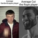 Cut the Rope for real | Average Cut the Rope player; Average GardenScapes player | image tagged in average fan vs average enjoyer | made w/ Imgflip meme maker