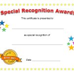 Special Recognition Award certificate blank