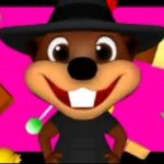 Lola the beaver (Betty's twin sister) wearing a witch costume
