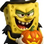 Spongebob wearing witch Halloween costume