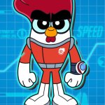 Chuck Adoodledoo Wearing a Battlesuit