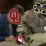 Michigan flag plant meme | image tagged in mr bean copying,ohio state buckeyes,oklahoma,michigan football,nfl memes,college football | made w/ Imgflip meme maker