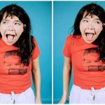 Bjork looking left and right
