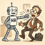 Robot beating an HR manager