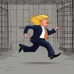 Donald Trump trying to outrun justice and prison meme