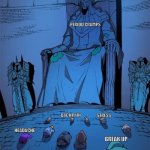 Bow down to the king | PERIOD CRAMPS; BACK PAIN; STRESS; HEADACHE; BREAK UP | image tagged in bow down to the king | made w/ Imgflip meme maker