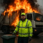 burning garbage truck