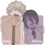 denji and moons announcement template meme